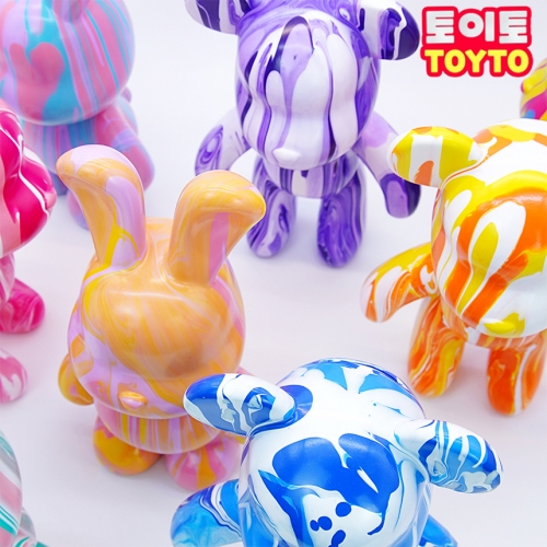 DIY 푸어링 아트 키트 플루이드 베어 래빗 피규어 저금통 만들기 세트