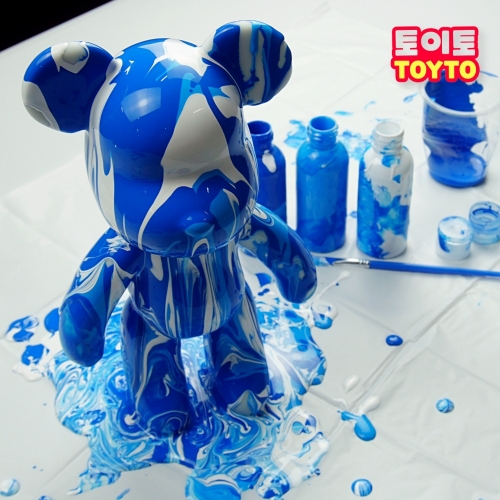 DIY 푸어링 아트 키트 플루이드 베어 래빗 피규어 저금통 만들기 세트