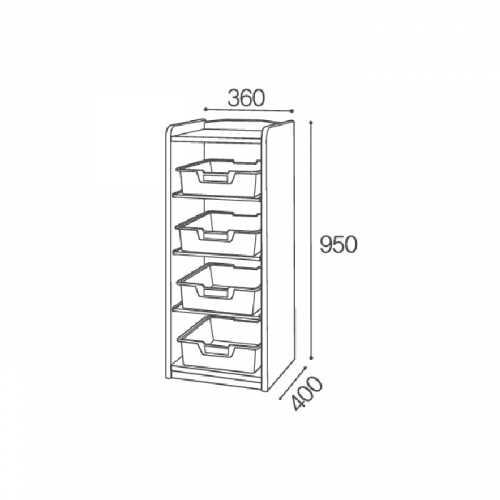 고무 투명바구니장 4인용