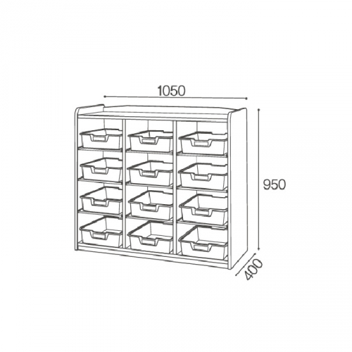 고무 투명바구니장 12인용
