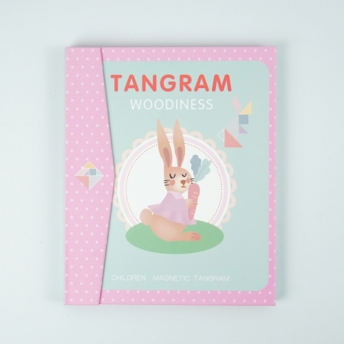 자석 칠교놀이 세트 유아 수학 창의력 교구 원목 칠교 책 판 조각퍼즐 노인 치매예방 교재