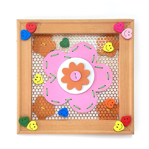 스마일 하트 우드 단추(17mm,40여개)