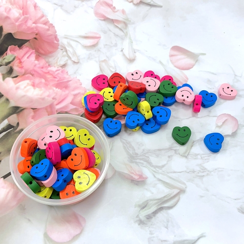스마일 하트 우드 단추(17mm,40여개)