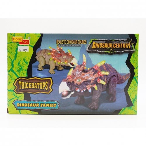 움직이는 트리케라톱스 장난감 LED 코뿔소 공룡 모형 피규어 어린이 선물 세트
