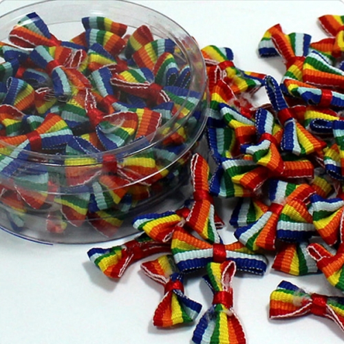 장식 리본 25mm_무지개