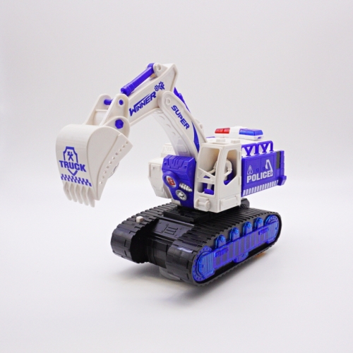움직이는 LED 미러볼 포크레인 자동변신 로봇 장난감 신나는 멜로디 중장비 경찰 포클레인