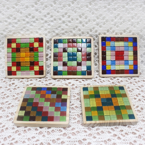 원목 타일 컵받침_쇼핑백 포함