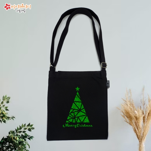 국내산 에코백 반짝반짝 글리터 아트 크로스 에코백 가방(블랙)