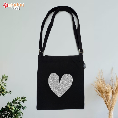 국내산 에코백 반짝반짝 글리터 아트 크로스 에코백 가방(블랙)