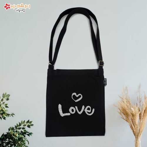 국내산 에코백 반짝반짝 글리터 아트 크로스 에코백 가방(블랙)