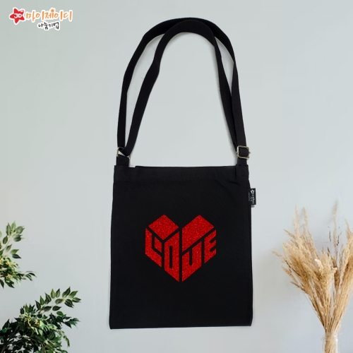 국내산 에코백 반짝반짝 글리터 아트 크로스 에코백 가방(블랙)