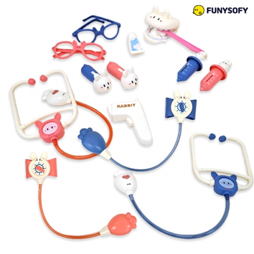 퍼니소피 토끼 불빛나는 병원놀이 청진기 주사기 치아모형 체온계 혈압측정기