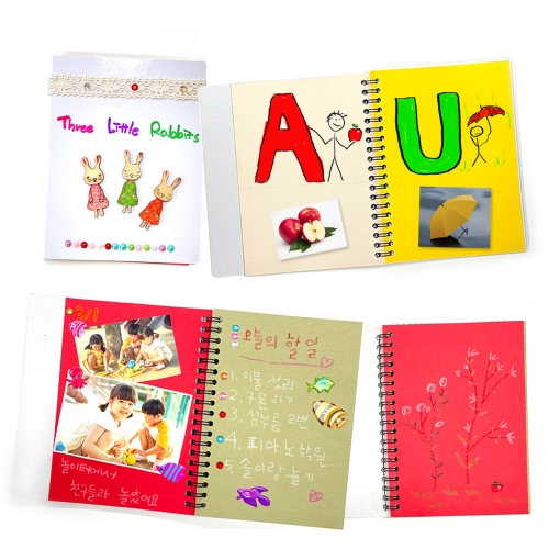 미니 색상지 무지 혼합 스크랩북(170g,스프링형)