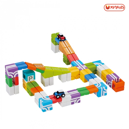 [자석나라] Qbi 자석블럭 (스턴트 경기장) 자동차 도로놀이 레이싱 미니카