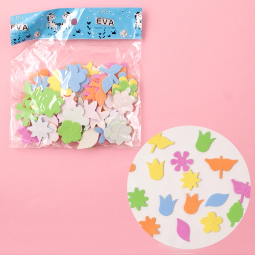 EVA스티커 꽃 약75개입 비닐가방 비치볼 꾸미기 DIY 만들기재료 모양혼합
