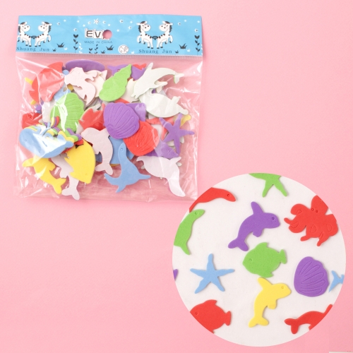 EVA스티커 바다A 약75개입 비닐가방 비치볼 꾸미기 DIY 만들기재료 초등 유아 모양혼합