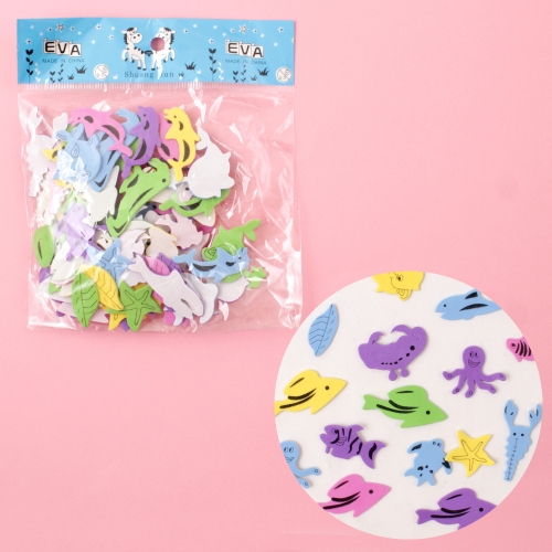 EVA스티커 인쇄 바다B 약75개입 비닐가방 비치볼 꾸미기 DIY 만들기재료 초등 유아 모양혼합