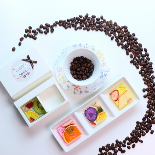 [답례품] 과일쌀강정 종이 팔레트 2호(4개입)