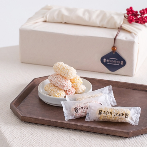 프리미엄 해미한과 선물세트 혼합유과+보자기포장 (찹쌀+단호박+백년초) 180g 360g 2종 선택구매 (GI_MJ0021/GI_MJ0022)