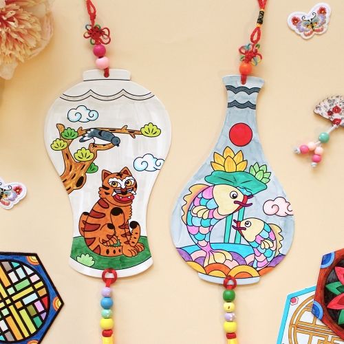 전통 민화 도자기 장식 4set