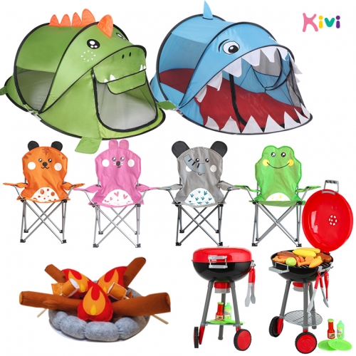 [키즈비전]리얼 캠핑놀이 풀세트(텐트,접이식의자,모닥불세트,바베큐세트)