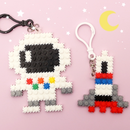 디폼블록 우주인과 로켓 키링