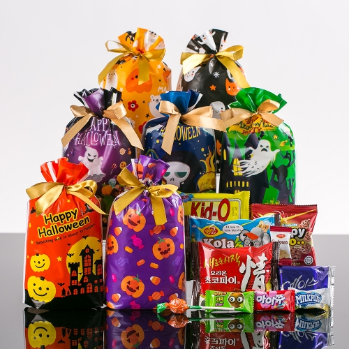 할로윈데이 간식 리본 주머니 + 무료라벨 구디백 유치원 어린이집 단체 선물