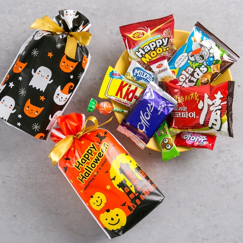 할로윈데이 간식 리본 주머니 + 무료라벨 구디백 유치원 어린이집 단체 선물