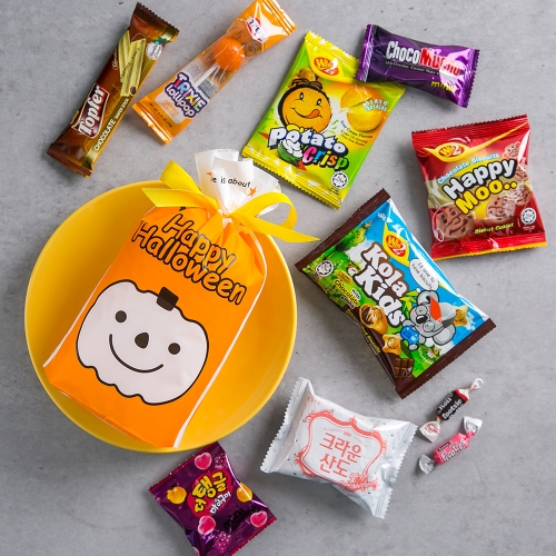 할로윈데이 주홍이 리본 주머니 + 무료라벨 구디백 유치원 어린이집 단체 선물