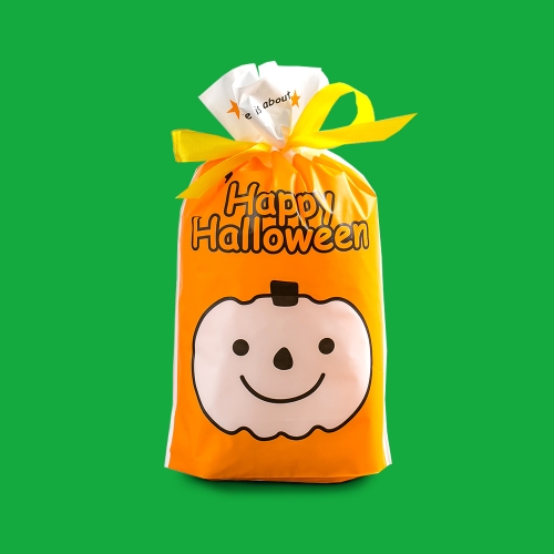 할로윈데이 주홍이 리본 주머니 + 무료라벨 구디백 유치원 어린이집 단체 선물