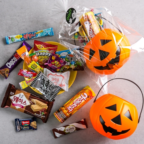 할로윈데이 특대형 호박바구니(100개 한정) + 무료라벨 구디백 유치원 어린이집 단체 선물