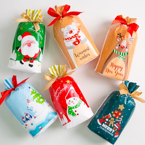 겨울 크리스마스 선물 산타추천 간식 리본주머니 구디백 + 무료라벨 유치원 어린이집 단체 선물