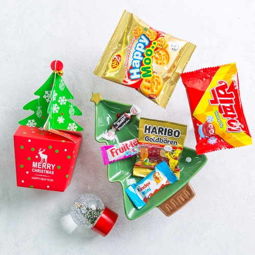 겨울 크리스마스 선물 방울 달린 간식트리 구디백 + 무료라벨 유치원 어린이집 단체 선물