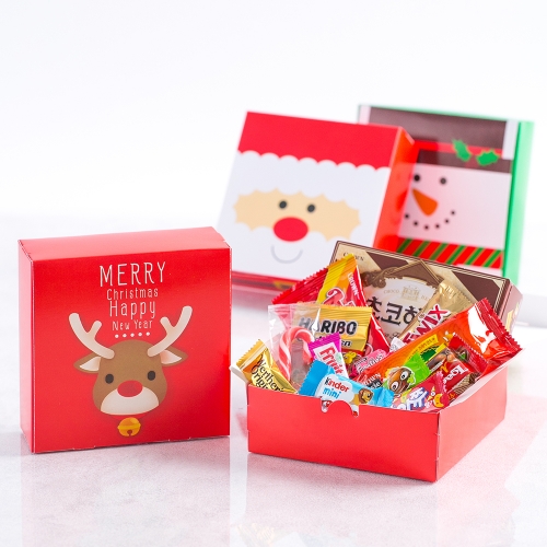 겨울 크리스마스 선물 특별한 사각 간식상자 구디백 + 무료라벨 유치원 어린이집 단체 선물