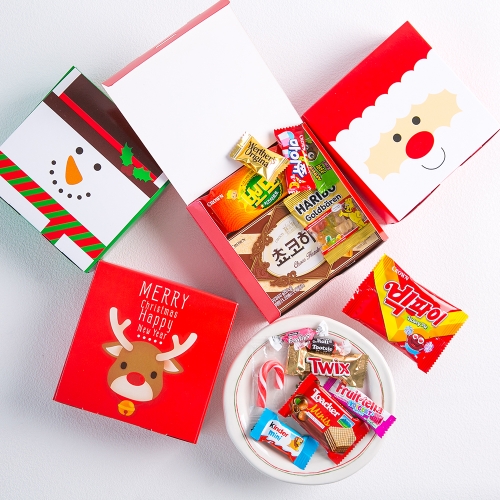 겨울 크리스마스 선물 특별한 사각 간식상자 구디백 + 무료라벨 유치원 어린이집 단체 선물