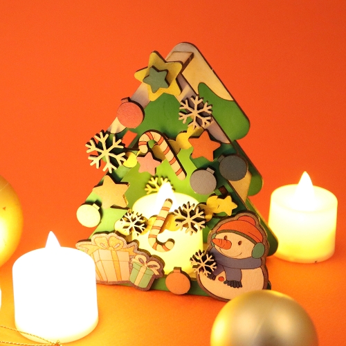 우드 DIY 크리스마스 트리 무드등 (촛불포함) MDF조립 키트