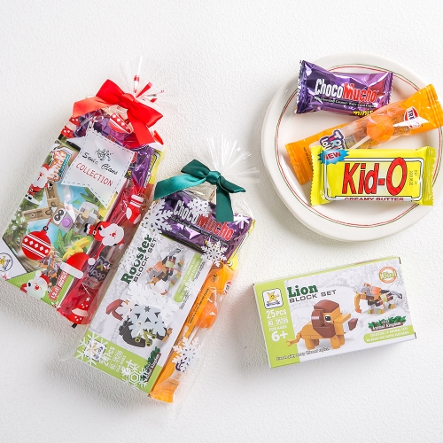 겨울 크리스마스 선물 미니 블록 간식 구디백 + 무료라벨 유치원 어린이집 단체 선물