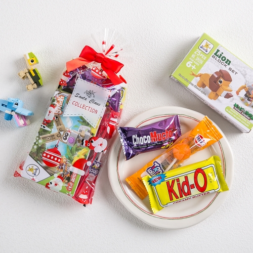 겨울 크리스마스 선물 미니 블록 간식 구디백 + 무료라벨 유치원 어린이집 단체 선물