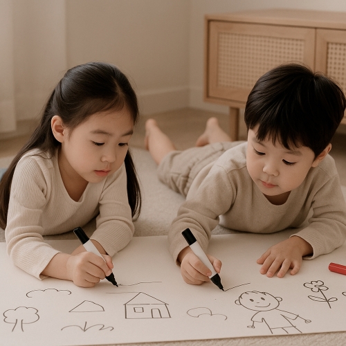 [베베스쿨] 유아 어린이 아이방 붙이는 칠판 화이트보드 24매 대용량