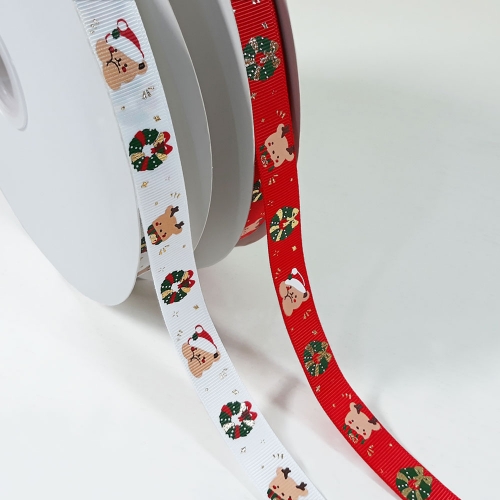 [탑키드] 곰돌이 산타 리본 (폭 - 1.7cm 2마)