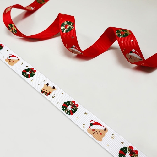 [탑키드] 곰돌이 산타 리본 (폭 - 1.7cm 2마)