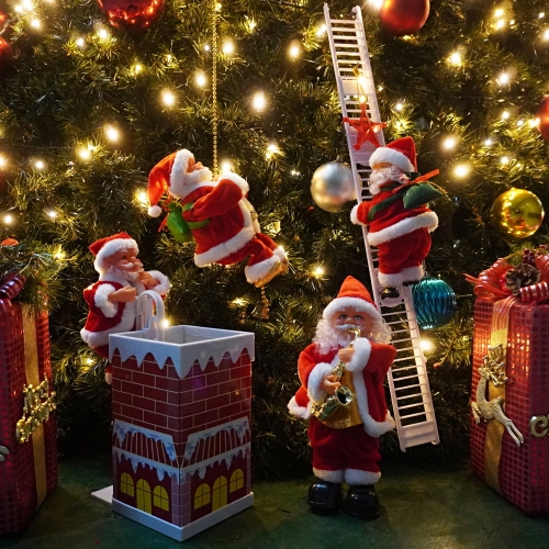 크리스마스 산타 작동완구 6종 인형 춤추는 줄타는 사다리 색소폰 굴뚝 힙합 루돌프 산타
