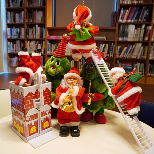 크리스마스 산타 작동완구 6종 인형 춤추는 줄타는 사다리 색소폰 굴뚝 힙합 루돌프 산타