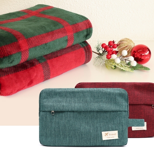 따뜻한 담요 무릎담요 크리스마스 패턴 노아 극세사 담요 제이드 파우치 세트 2색선택