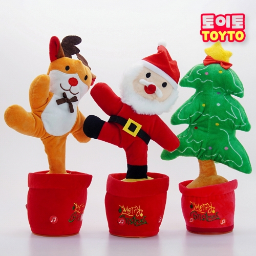 크리스마스 선인장 산타 트리 루돌프 화분인형 말 따라하는 움직이는 인형 춤추는 트리인형 댄싱트리