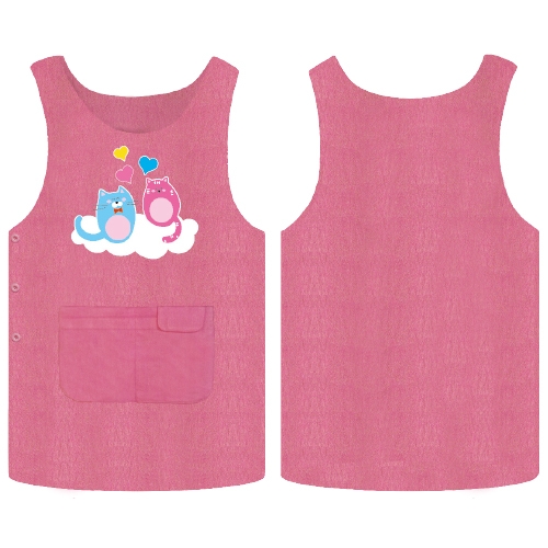 [무한] 교사용 피그먼트 앞치마 (분홍/연두) 국산 어린이집 유치원 전용