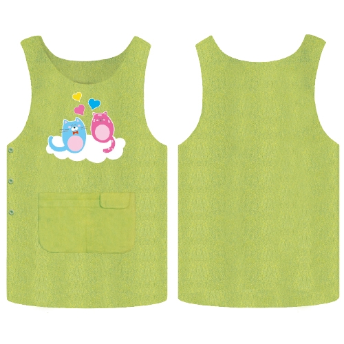 [무한] 교사용 피그먼트 앞치마 (분홍/연두) 국산 어린이집 유치원 전용