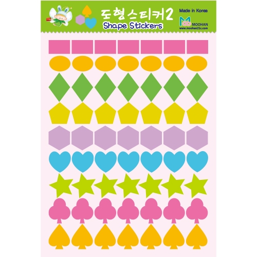 [무한] 도형 스티커 2종 (6매/봉) 수학 교과서 다양한 크기 여러가지 모양