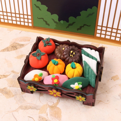 우드 DIY  다과상 클레이세트 만들기 명절 미니 소반 전통 차림 우드조립 점토 촉감 놀이