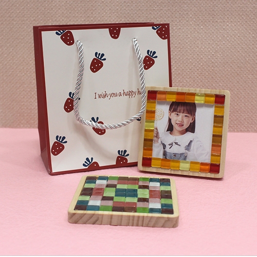 원목 타일 컵받침_쇼핑백 포함